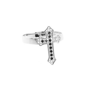 Aciculate Cross Ring in 9ct White Gold