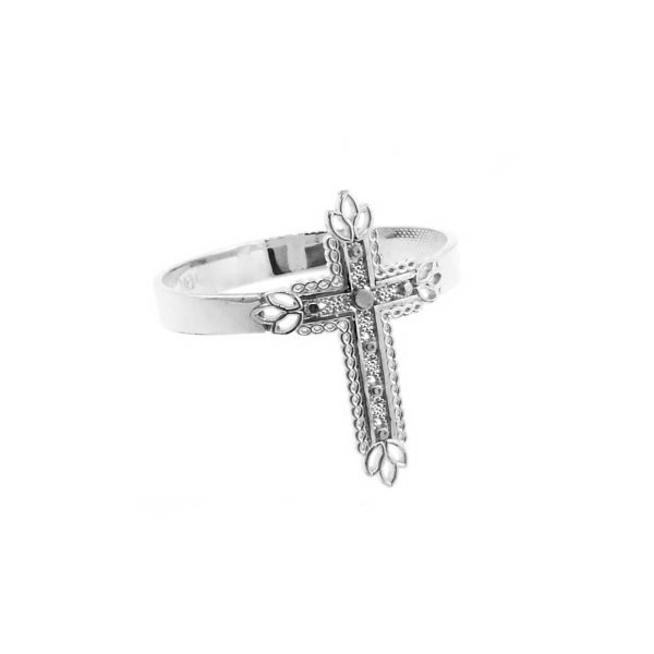 Thorned Cross Ring in 9ct White Gold