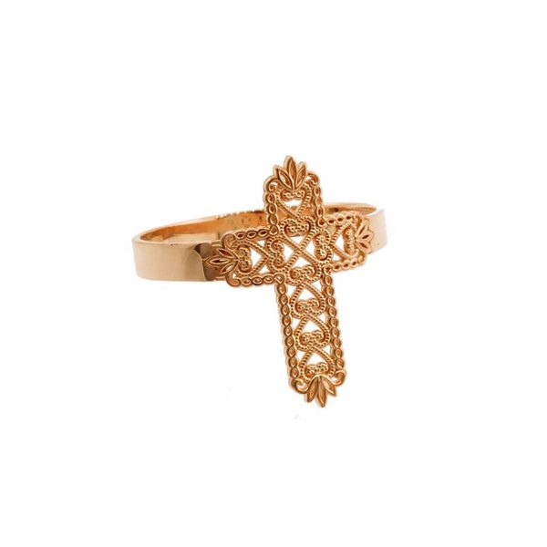 Thorned Filigree Cross Ring in 9ct Rose Gold