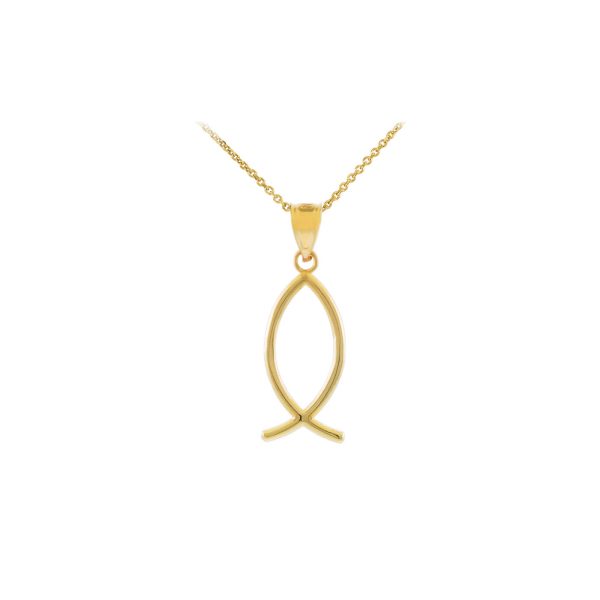 Vertical Ichthus Fish Pendant Necklace in 9ct Gold