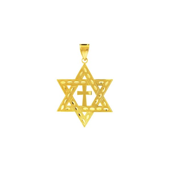 Men's Detailed Star of David Pendant Necklace in 9ct Gold