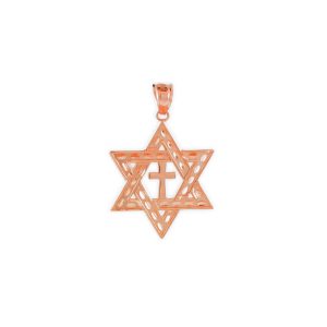 Men's Cutout Star of David Pendant Necklace in 9ct Rose Gold