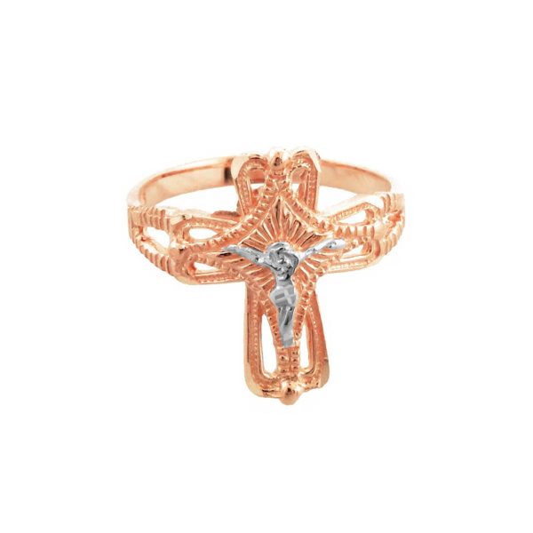 Cross Ring in 9ct Two-Tone Rose Gold