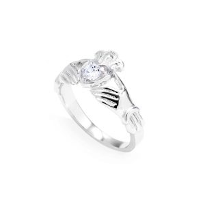 Diamond Claddagh Ring, 0.22 ct in 9ct White Gold