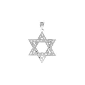 Men's Star of David Pendant Necklace in Sterling Silver, Large