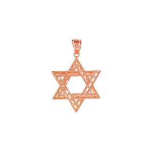 Men's Reversible Star of David Pendant Necklace in 9ct Rose Gold