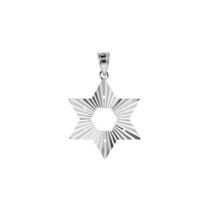 Star of David Medium Pendant Necklace in 9ct White Gold