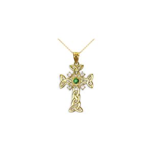 Diamond Stencil Celtic Cross Pendant Necklace in 9ct Gold