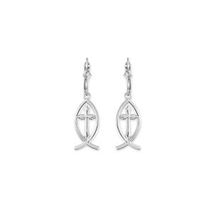 Ichthus Cross Earrings in Sterling Silver