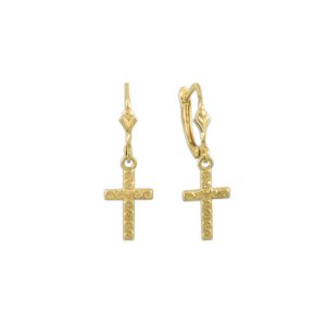 Twirl Drop Cross Earrings in 9ct Gold