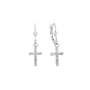 Twirl Drop Cross Earrings in Sterling Silver