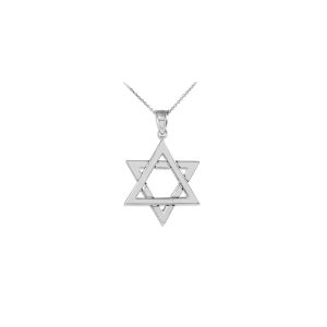 Men's Star of David Pendant Necklace in 9ct White Gold