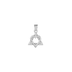 Star of David Heart Pendant Necklace in 9ct White Gold