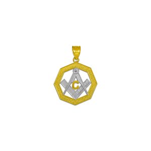 Men's Octagonal Masonic Pendant Necklace in 9ct Two-Tone Gold