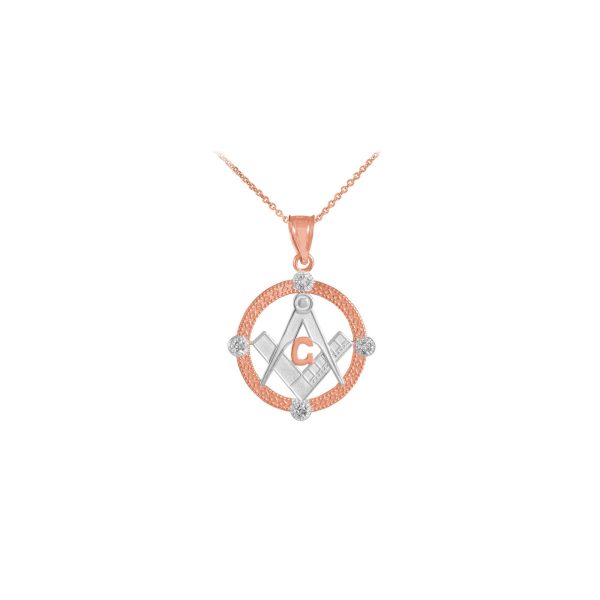 Men's Diamond Charm Pendant Necklace in 9ct Two-Tone Rose Gold