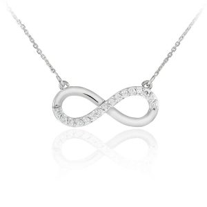 Diamond Infinity Pendant Necklace in 9ct White Gold