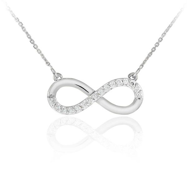 Diamond Infinity Pendant Necklace in 9ct White Gold