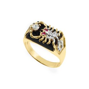 Men's Black Onyx & CZ Statement Scorpion Ring in 9ct Gold