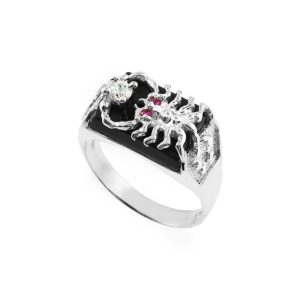 Men's Black Onyx & CZ Statement Scorpion Ring in Sterling Silver