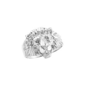 Men's King Lion Head Ring in Sterling Silver