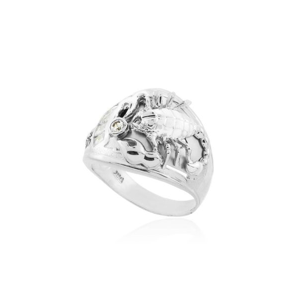 Men's CZ Scorpion Ring in 9ct White Gold