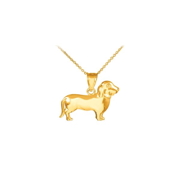 Weiner Dog Dachshund Puppy Charm Pendant Necklace in 9ct Gold