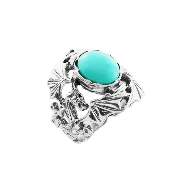 Men's Turquoise Dragon Ring in Sterling Silver