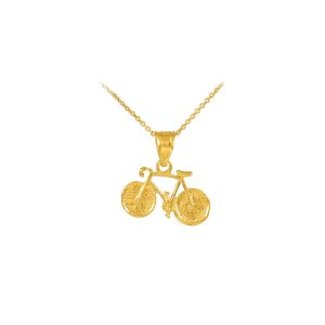 Textured Bicycle Pendant Necklace in 9ct Gold