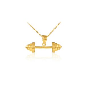 Men's Sleek Dumbbell Pendant Necklace in 9ct Gold