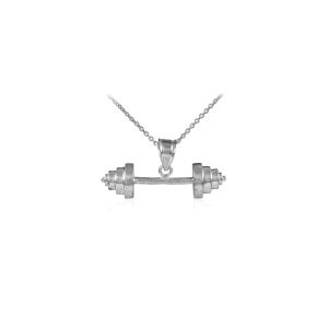 Men's Sleek Dumbbell Pendant Necklace in Sterling Silver