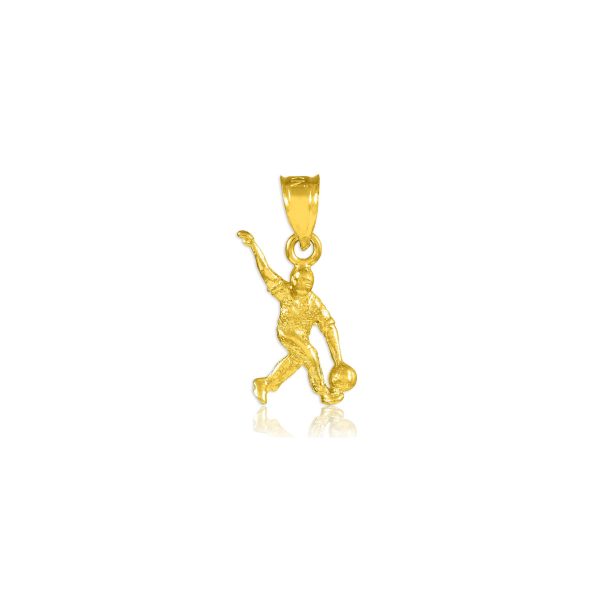 Men's Bowling Man Pendant Necklace in 9ct Gold