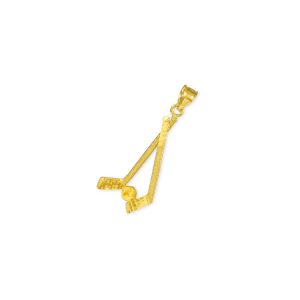 Men's Textured Hockey Pendant Necklace in 9ct Gold