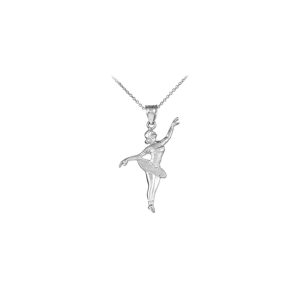 Ballerina Charm Pendant Necklace in Sterling Silver