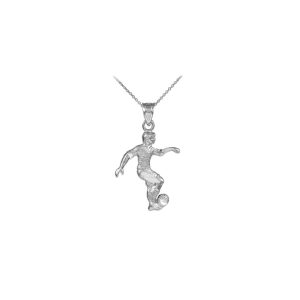 Men's Footballer Action Pendant Necklace in Sterling Silver