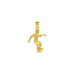 Men's Footballer Action Pendant Necklace in 9ct Gold