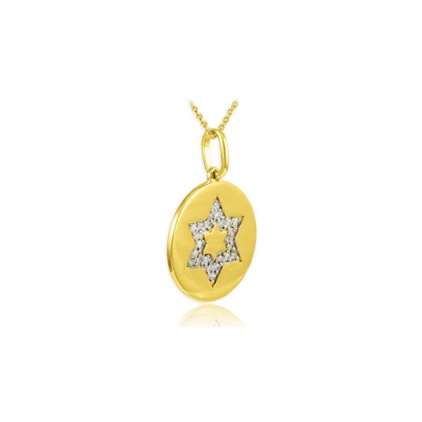 Diamond Star of David Medallion Pendant Necklace in 9ct Gold