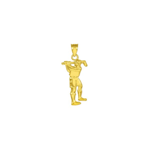 Men's Detailed Golfer Charm Pendant Necklace in 9ct Gold