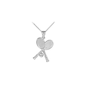 Men's Tennis Racket Pendant Necklace in 9ct White Gold