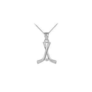 Men's Hockey Pendant Necklace in Sterling Silver