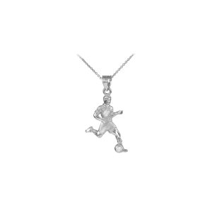 Men's Star Striker Pendant Necklace in 9ct White Gold