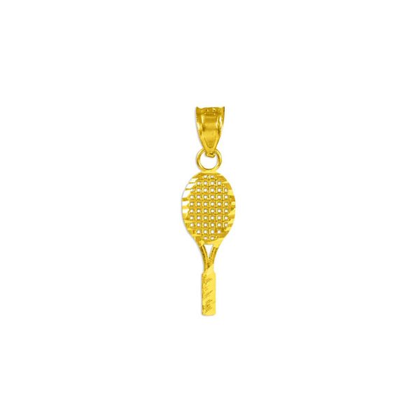 Men's Tennis Racket Pendant Necklace in 9ct Gold, Small