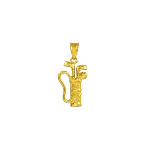 Men's Golf Bag Charm Pendant Necklace in 9ct Gold