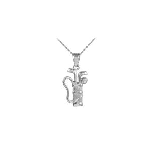 Men's Golf Bag Charm Pendant Necklace in Sterling Silver