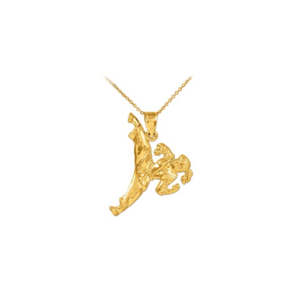 Men's Karate Action Pendant Necklace in 9ct Gold