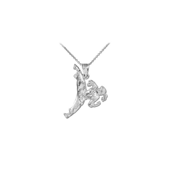 Men's Karate Action Pendant Necklace in Sterling Silver