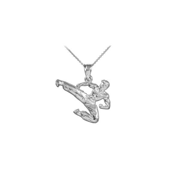 Men's Karate Pendant Necklace in 9ct White Gold