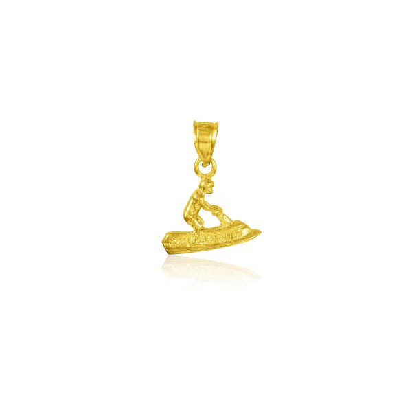 Men's 3D Jet Ski Charm Pendant Necklace in 9ct Gold