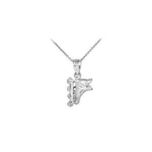 Men's Vertical Roller Blade Pendant Necklace in 9ct White Gold