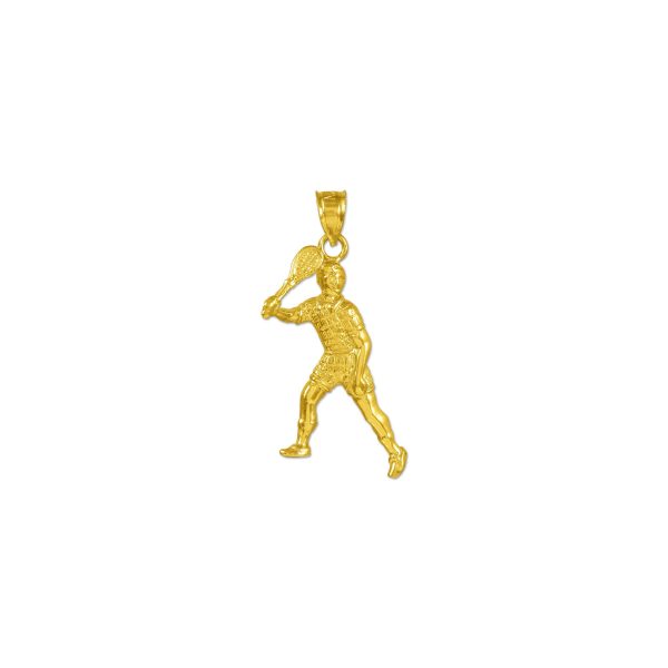 Men's Textured Tennis Player Pendant Necklace in 9ct Gold