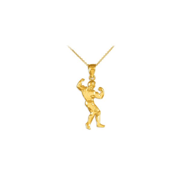 Men's Bodybuilder Pendant Necklace in 9ct Gold